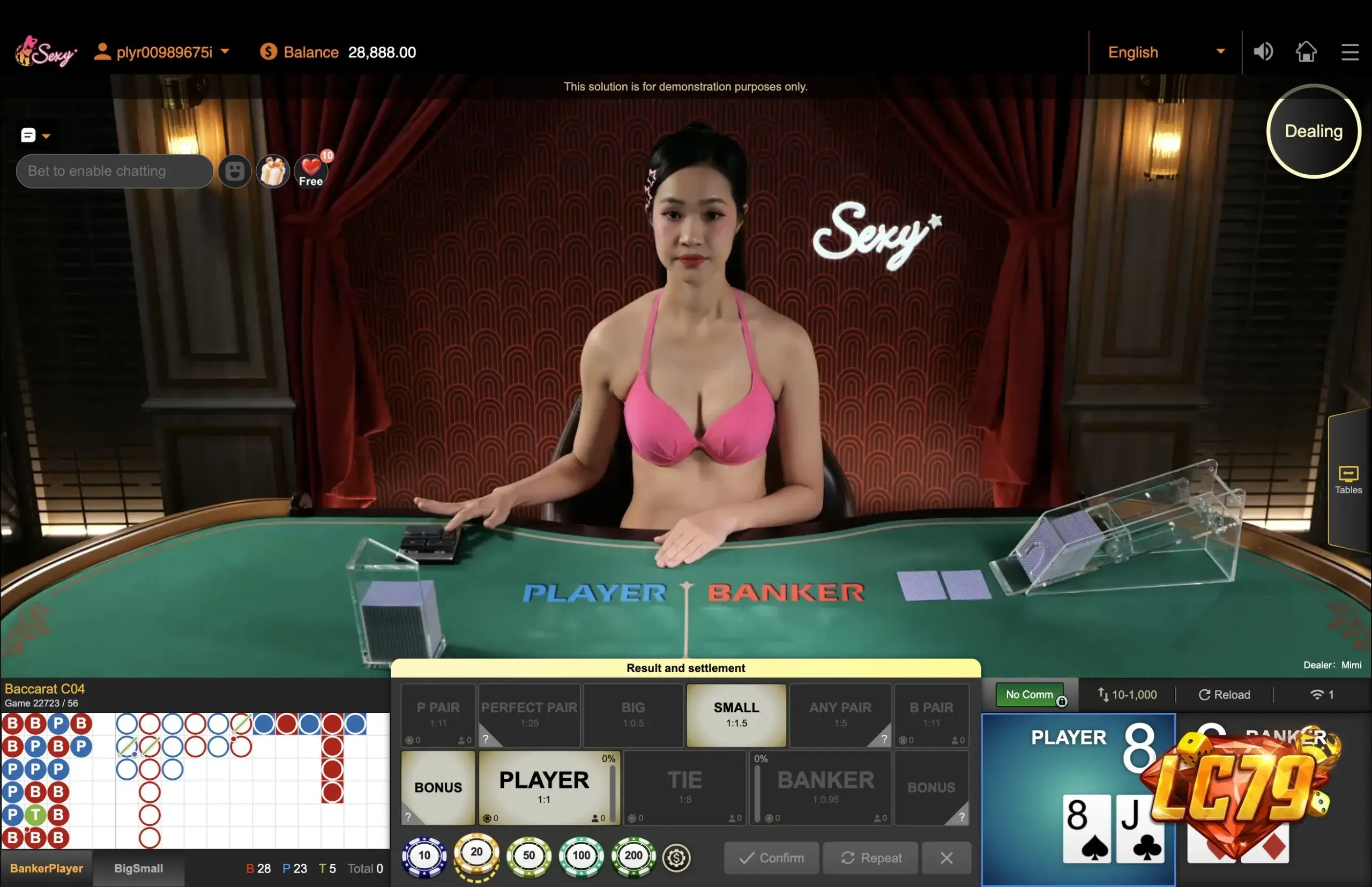Người chia bài Baccarat live tại LC79