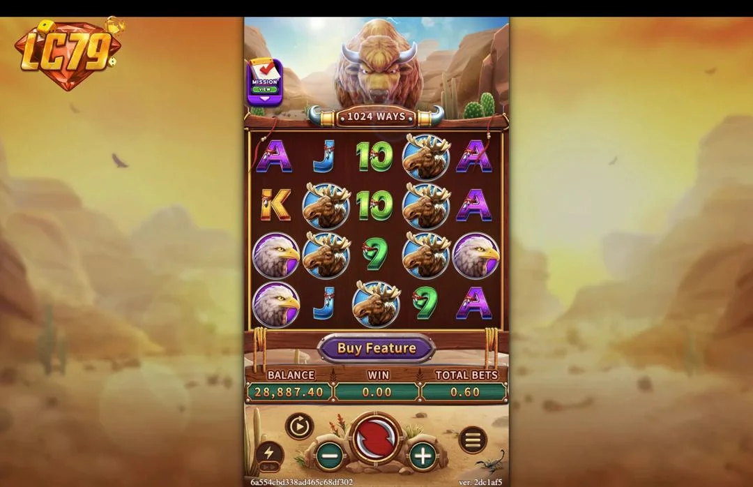 Ảnh giao diện chính game CRAZY BUFFALO (slot FC) chơi tại LC79