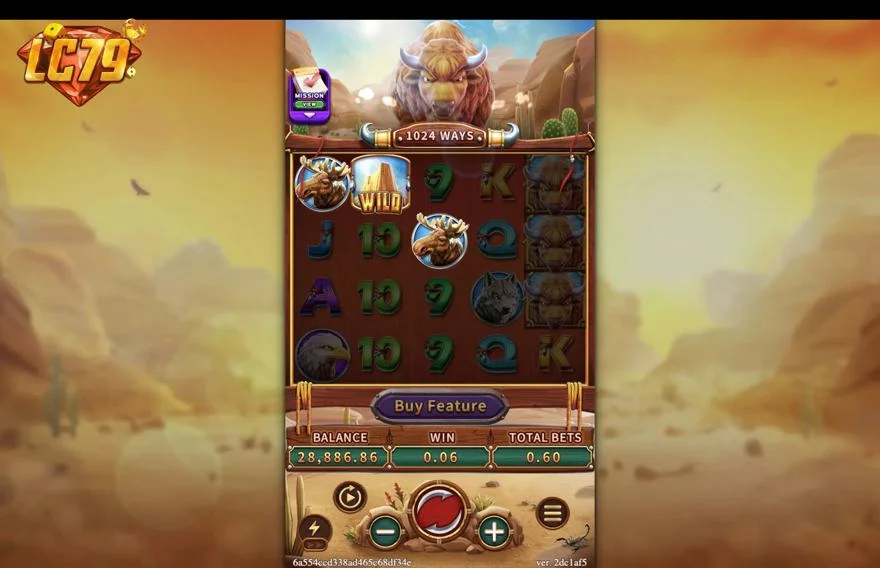 Ảnh màn hình gameplay game CRAZY BUFFALO (slot FC) chơi tại LC79
