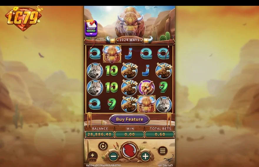 Ảnh bảng biểu tượng & tính năng game CRAZY BUFFALO (slot FC) chơi tại LC79