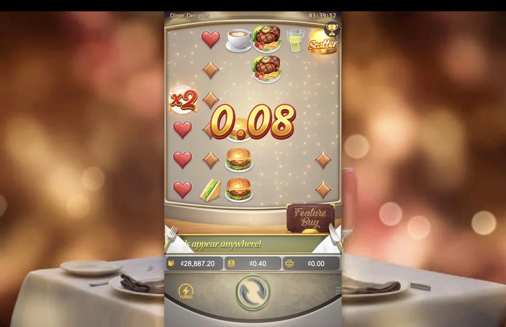 Ảnh màn hình gameplay game Diner Delights (slot PG) chơi tại LC79