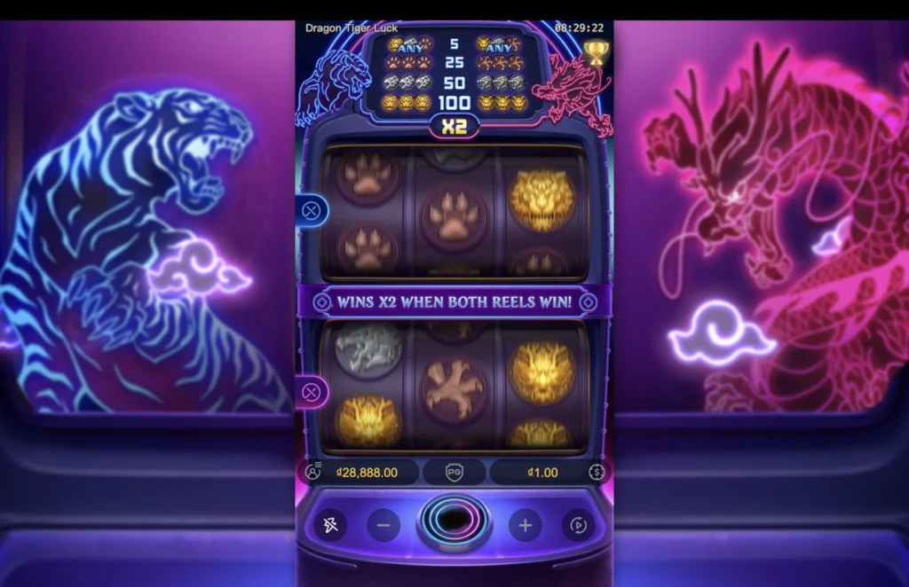 Ảnh giao diện chính game Dragon Tiger Luck (slot PG) chơi tại LC79