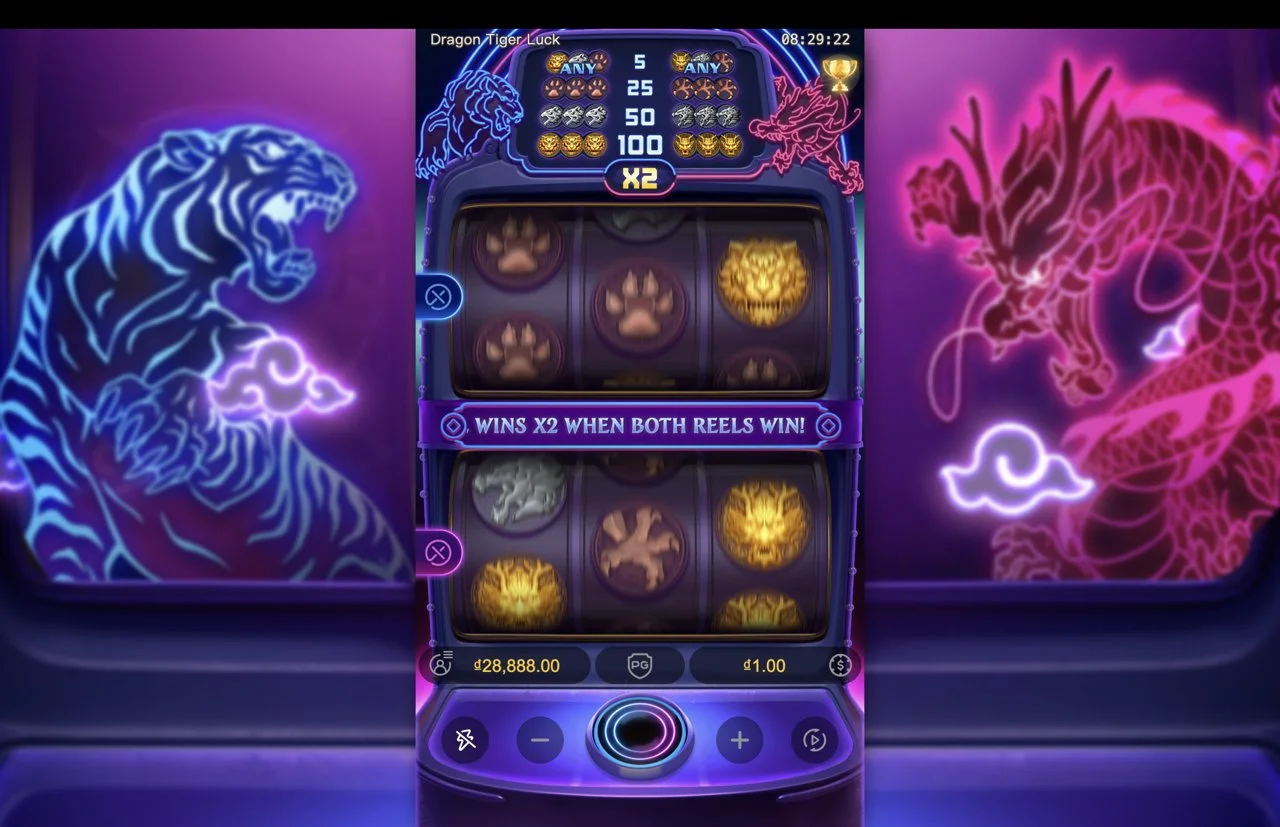 Ảnh giao diện chính game Dragon Tiger Luck (slot PG) chơi tại LC79