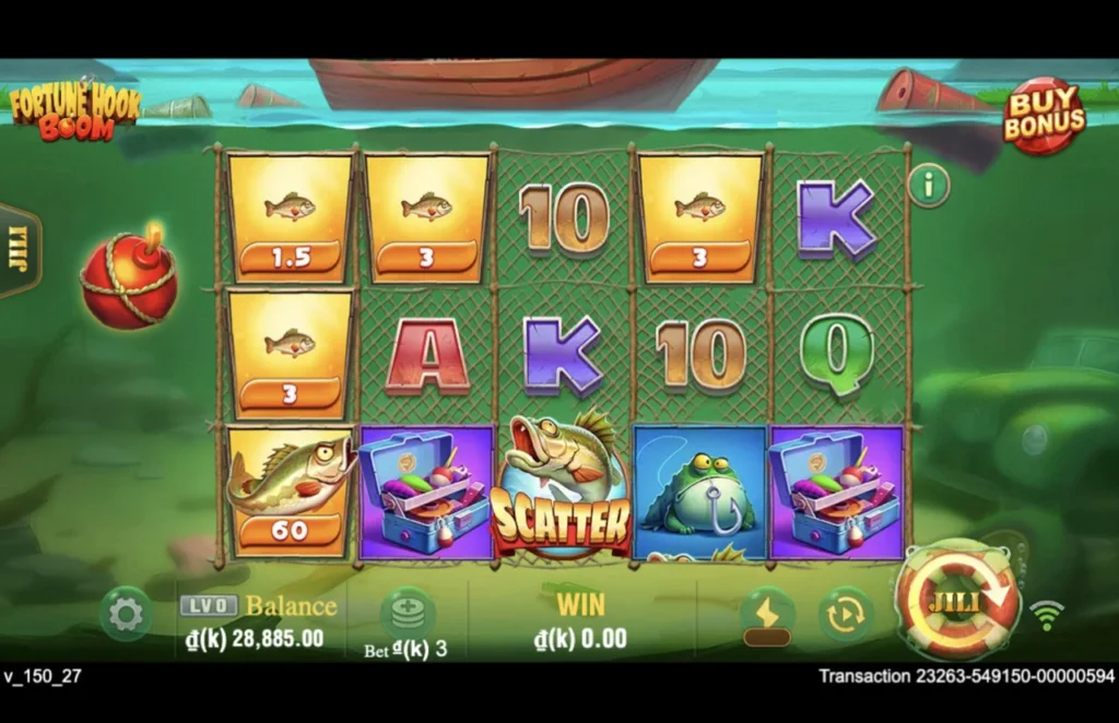 Ảnh giao diện chính game Fortune Hook Boom (slot JILI) chơi tại LC79