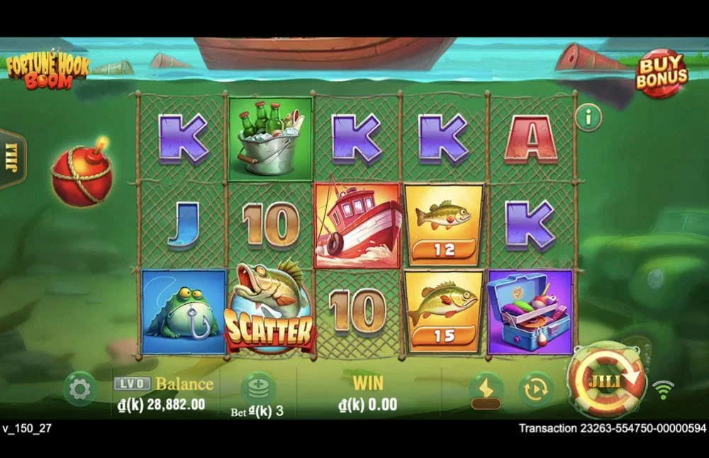 Ảnh màn hình gameplay game Fortune Hook Boom (slot JILI) chơi tại LC79