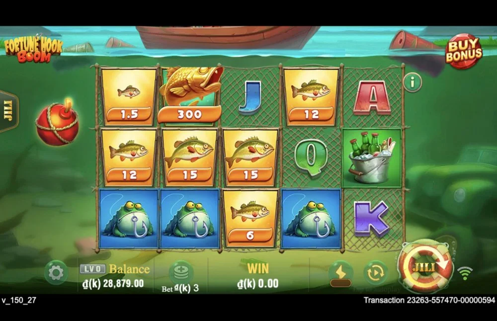 Ảnh bảng biểu tượng & tính năng game Fortune Hook Boom (slot JILI) chơi tại LC79