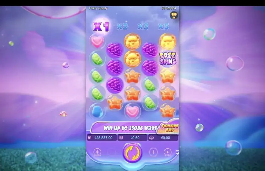 Ảnh bảng biểu tượng & tính năng game Fruity Candy (slot PG) chơi tại LC79