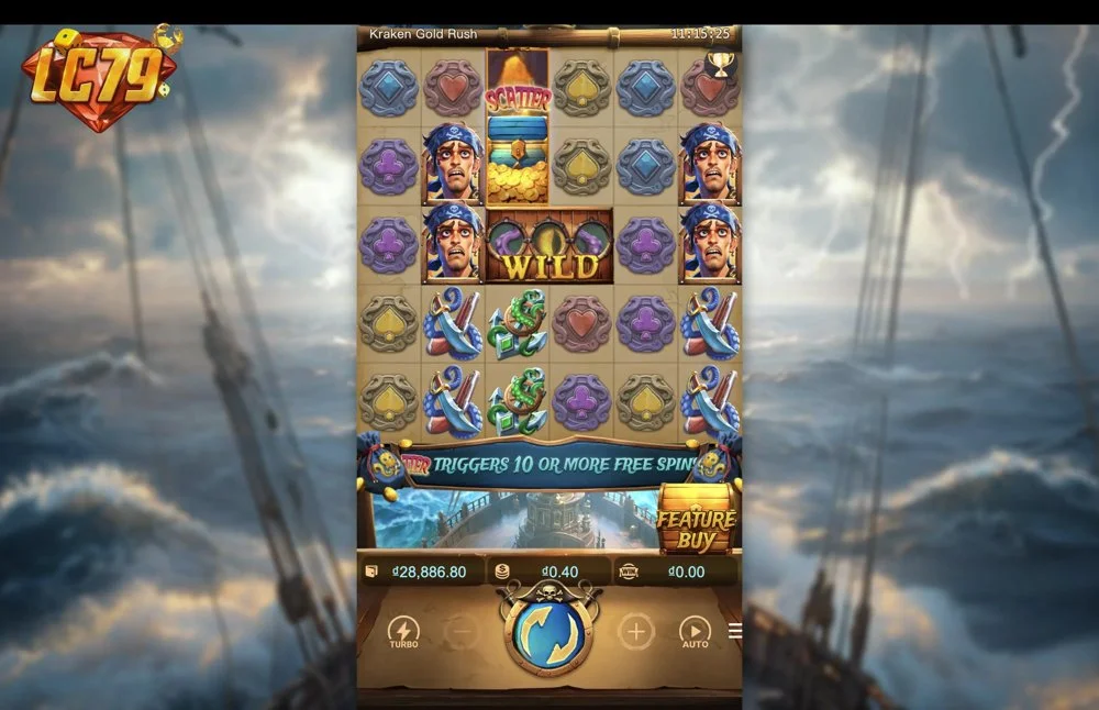 Ảnh bảng biểu tượng & tính năng game Kraken Gold Rush (slot PG) chơi tại LC79