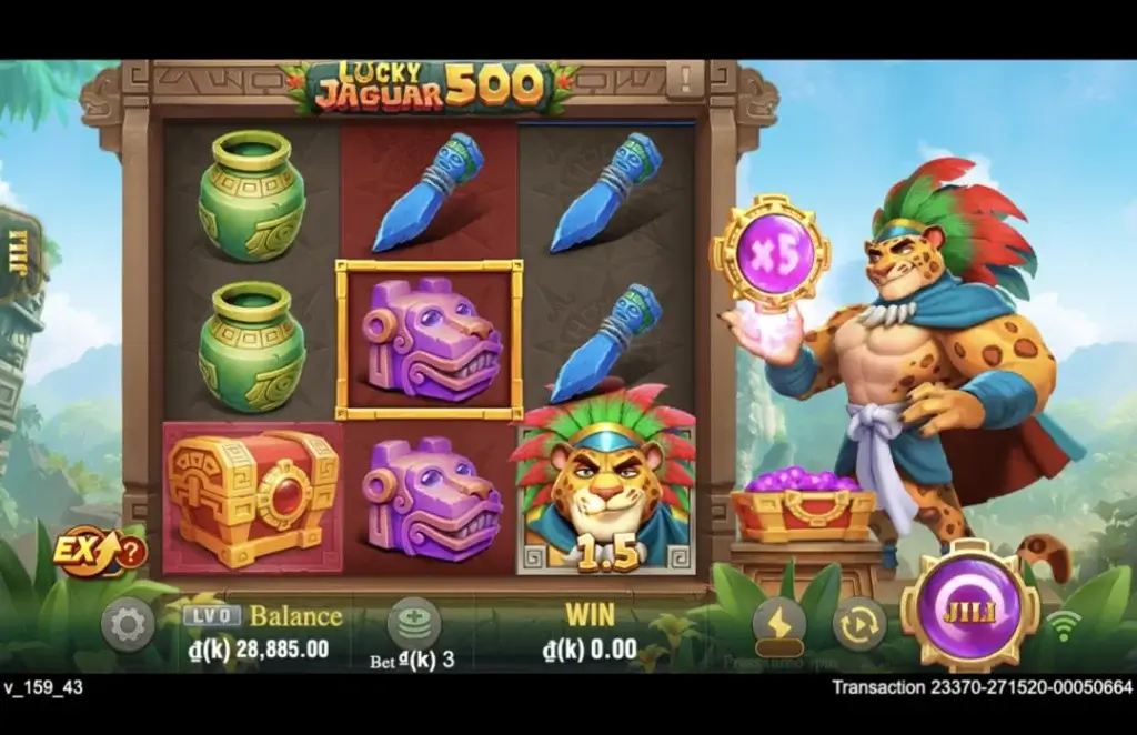 Ảnh giao diện chính game Lucky Jaguar 500 (slot JILI) chơi tại LC79