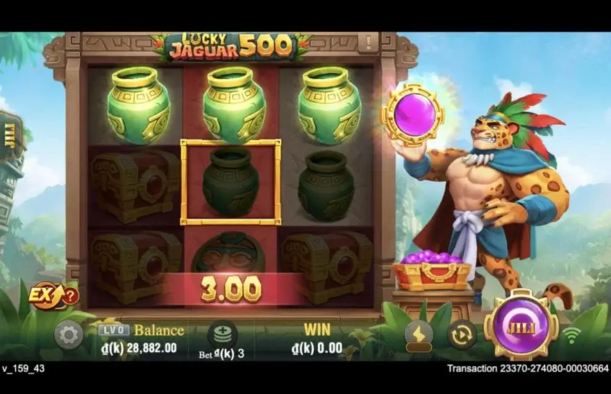 Ảnh màn hình gameplay game Lucky Jaguar 500 (slot JILI) chơi tại LC79
