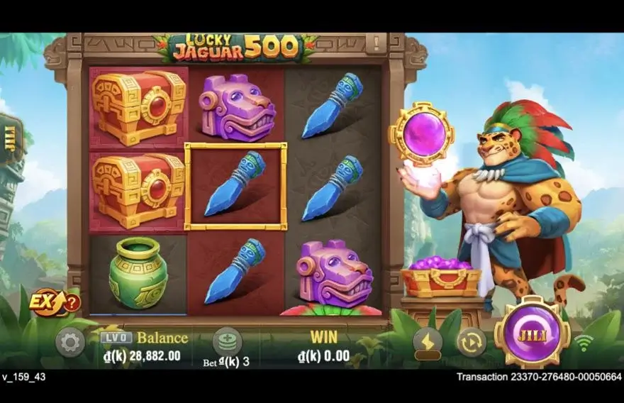 Ảnh bảng biểu tượng & tính năng game Lucky Jaguar 500 (slot JILI) chơi tại LC79