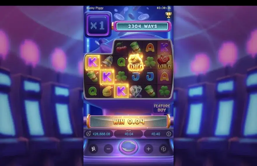 Ảnh bảng biểu tượng & tính năng game Lucky Piggy (slot PG) chơi tại LC79