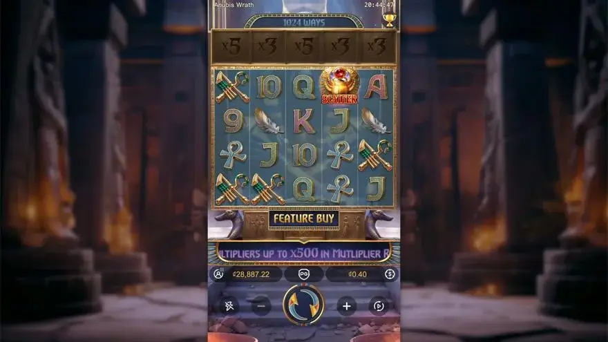 Ảnh bảng biểu tượng & tính năng game Anubis Wrath (slot PG) chơi tại LC79