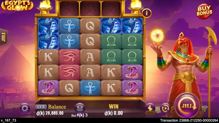 Ảnh màn hình gameplay game Egypt's Glow (slot JILI) chơi tại LC79