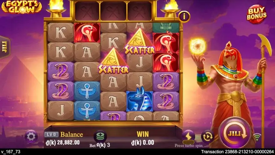 Ảnh bảng biểu tượng & tính năng game Egypt's Glow (slot JILI) chơi tại LC79