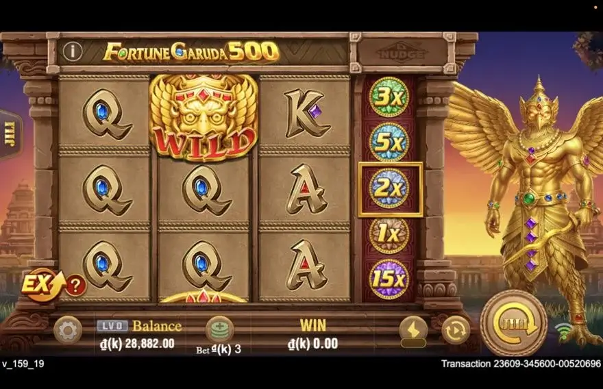 Ảnh màn hình gameplay game Fortune Garuda 500 (slot JILI) chơi tại LC79