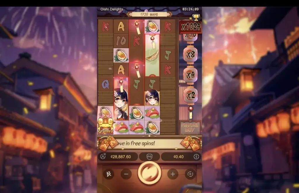 Ảnh giao diện chính game Oishi Delights (slot PG) chơi tại LC79