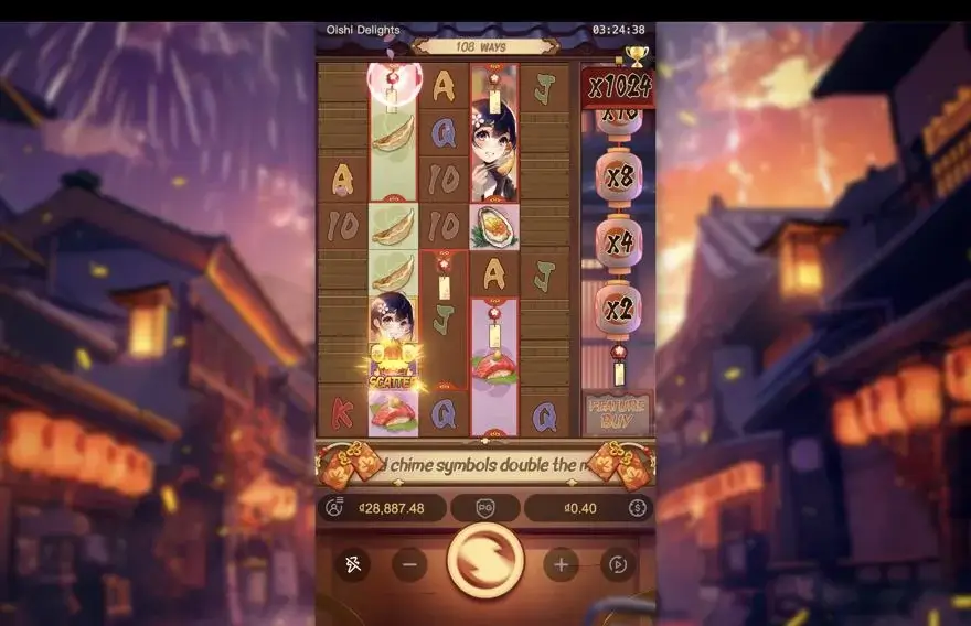 Ảnh bảng biểu tượng & tính năng game Oishi Delights (slot PG) chơi tại LC79