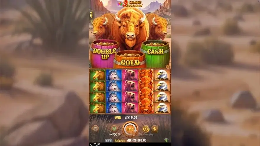 Ảnh màn hình gameplay game 3 Charge Buffalo (slot JILI) chơi tại LC79