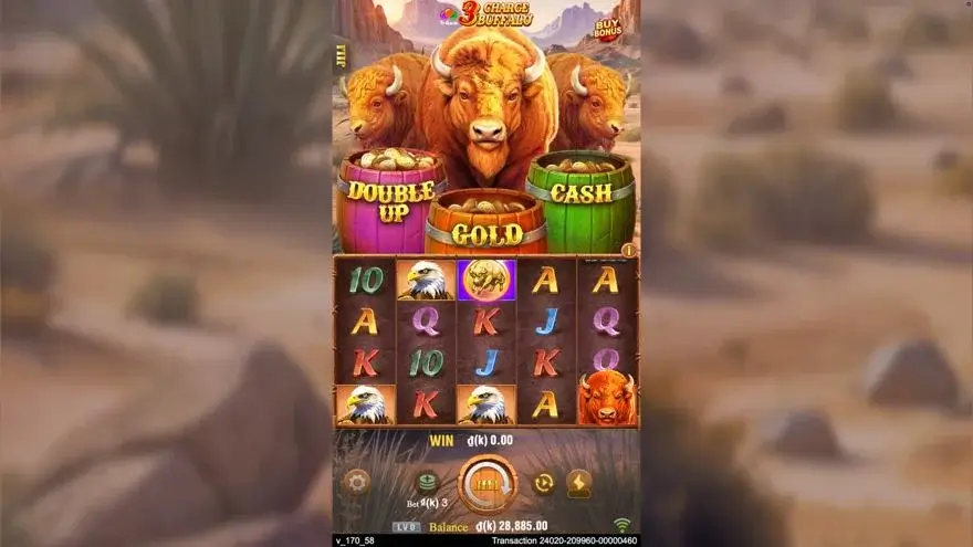 Ảnh bảng biểu tượng & tính năng game 3 Charge Buffalo (slot JILI) chơi tại LC79