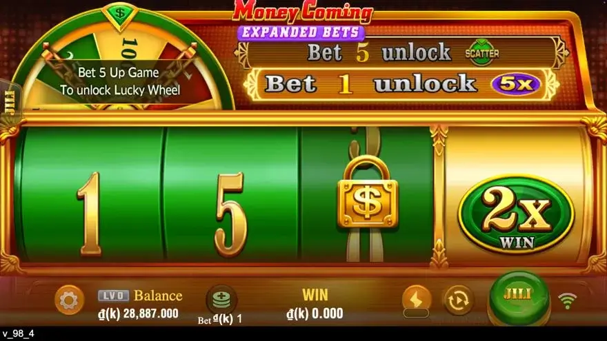 Ảnh bảng biểu tượng & tính năng game Money Coming Expand Bets (slot JILI) chơi tại LC79